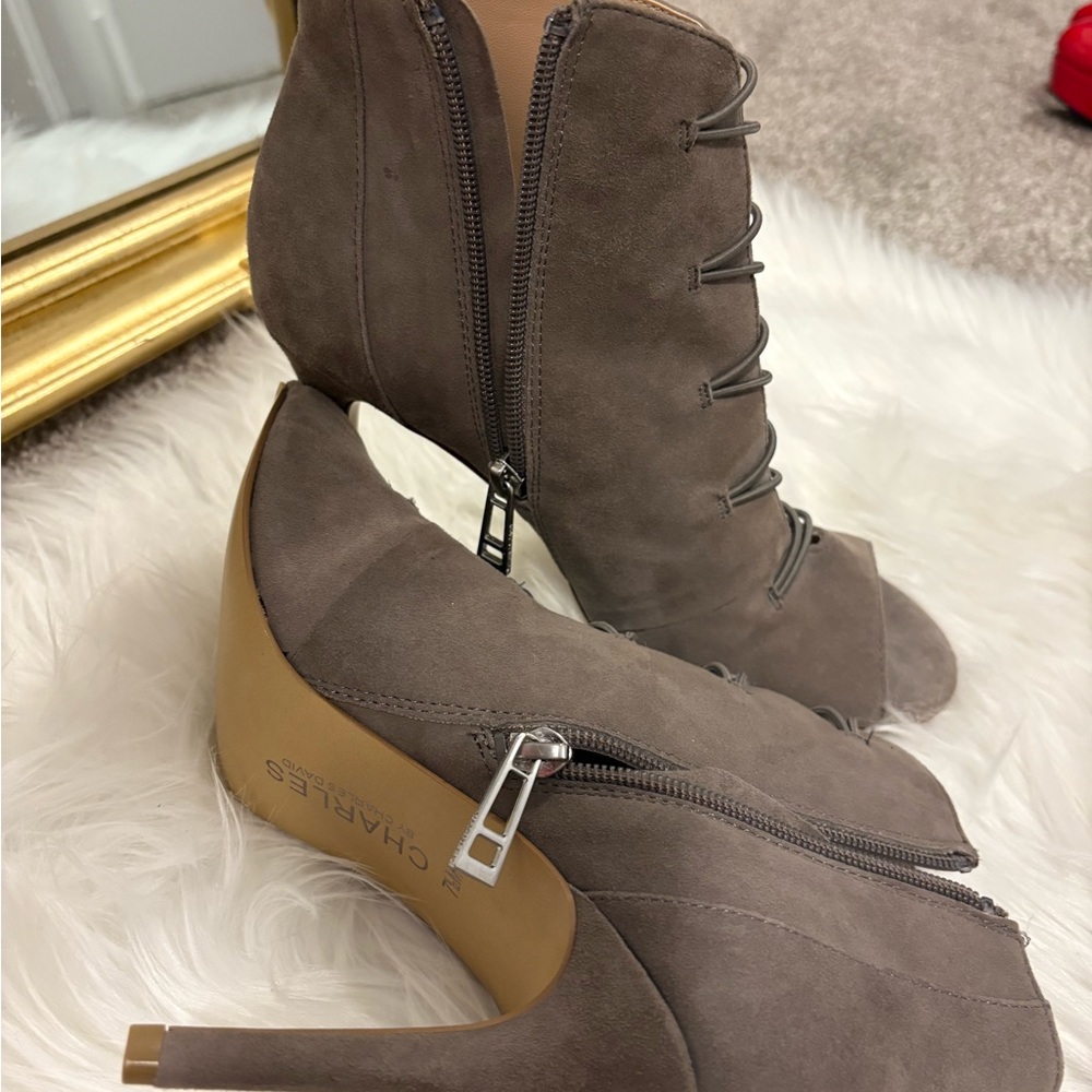 Charles by Charles David Gray Suede Ankle Boots
